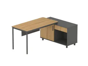 Ex Display - Montoya 1.75m Right Return Natural Office Desk - Charcoal Base by Interior Secrets - AfterPay Available by Interior Secrets, a Desks for sale on Style Sourcebook