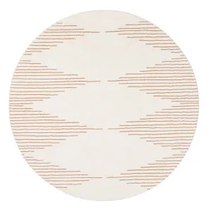 Lyra Ivory and Brown Diamond Stripe Washable Round Rug by Miss Amara, a Contemporary Rugs for sale on Style Sourcebook