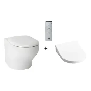 Toto Hayon Wall Faced Toilet and S7 Washlet W/ Remote Control and Autolid Package D-Shape Gloss White by TOTO, a Toilets & Bidets for sale on Style Sourcebook