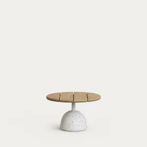 Saura coffee table with white terrazzo and natural acacia top, 32 x Ø55 cm FSC 100% by Kave Home, a Tables for sale on Style Sourcebook