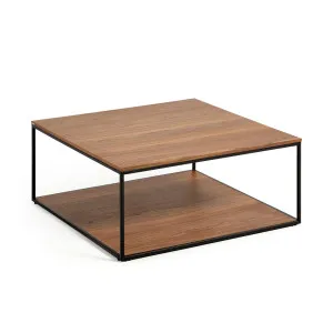 Yoana coffee table with walnut veneer and painted black metal structure, 80 x 80 cm by Kave Home, a Coffee Table for sale on Style Sourcebook