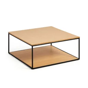 Yoana coffee table with oak wood veneer and painted black metal structure, 80 x 80 cm by Kave Home, a Coffee Table for sale on Style Sourcebook