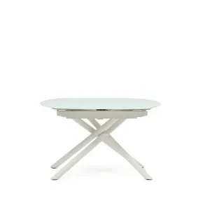 Yodalia extendable round table in glass and MDF with steel legs in white, 130 (190) x 100 cm by Kave Home, a Dining Tables for sale on Style Sourcebook