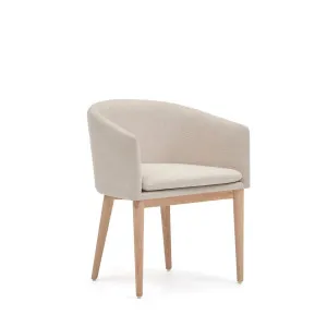 Harlan beige chenille chair with solid ash wood legs by Kave Home, a Dining Chairs for sale on Style Sourcebook