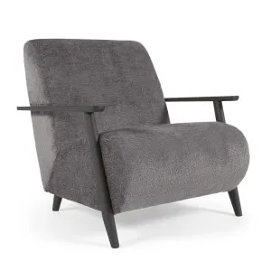 Meghan armchair in grey chenille and wood with wenge finish by Kave Home, a Chairs for sale on Style Sourcebook