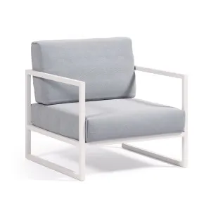 Comova 100% outdoor armchair in blue and white aluminium by Kave Home, a Outdoor Chairs for sale on Style Sourcebook