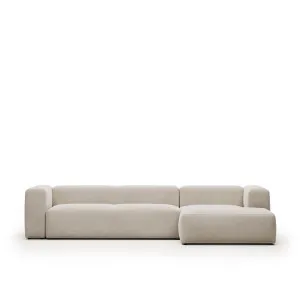 Blok 4 seater sofa with right-hand chaise longue in beige, 330 cm by Kave Home, a Sofas for sale on Style Sourcebook