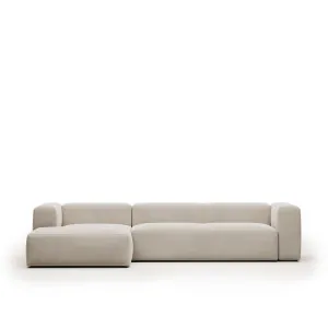 Blok 4 seater sofa with left-hand chaise longue in beige, 330 cm by Kave Home, a Sofas for sale on Style Sourcebook