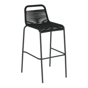 Lambton stackable stool in black rope and black finish steel, 74 cm by Kave Home, a Tables for sale on Style Sourcebook