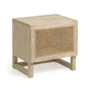 Rexit solid mindi wood and veneer bedside table with rattan 50 x 48 cm by Kave Home, a Bedside Tables for sale on Style Sourcebook