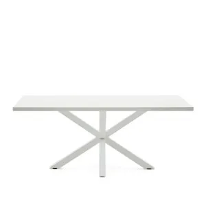 Argo table in melamine with white finish and steel legs with white finish 200 x 100 cm by Kave Home, a Dining Tables for sale on Style Sourcebook