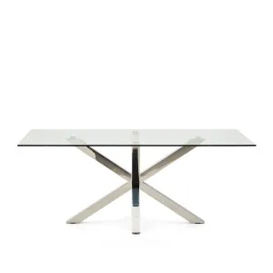 Argo glass table with stainless steel legs 200 x 100 cm by Kave Home, a Dining Tables for sale on Style Sourcebook