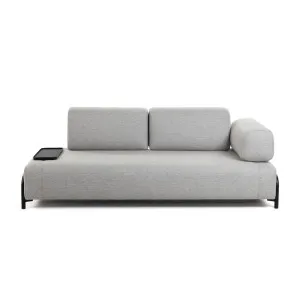 Compo 3 seater sofa with small tray in light grey, 232 cm by Kave Home, a Sofas for sale on Style Sourcebook