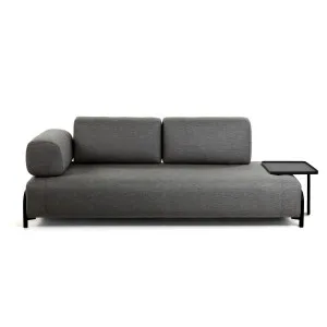 Compo 3 seater sofa with large tray in dark grey, 252 cm by Kave Home, a Sofas for sale on Style Sourcebook