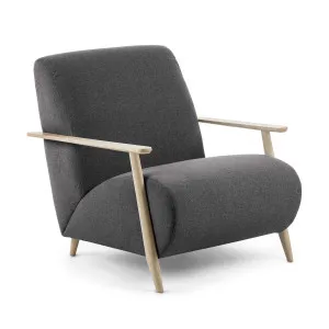 Meghan armchair in black with solid ash wood legs in a natural finish by Kave Home, a Chairs for sale on Style Sourcebook