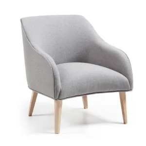 Bobly armchair in grey with wooden legs with natural finish by Kave Home, a Chairs for sale on Style Sourcebook