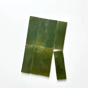 Green Evelyn Handmade Bejmat 50 x 150 x 12mm by The Blue Space, a Handmade Tiles for sale on Style Sourcebook