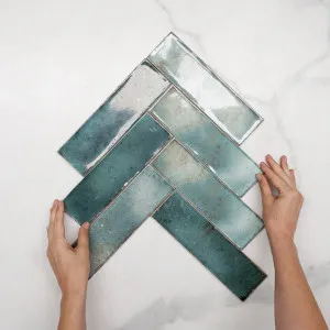 Jade Green Leon Spanish Subway Tile Gloss 69 x 240mm Ceramic by The Blue Space, a Ceramic Tiles for sale on Style Sourcebook