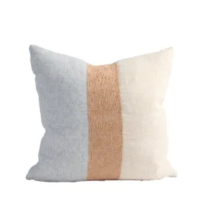 Tallows Linen Cushion - Natural/Ochre/Blue by Eadie Lifestyle, a Cushions, Decorative Pillows for sale on Style Sourcebook