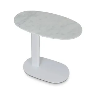 Ex Display - Alwin 60cm Marble Side Table - White Base by Interior Secrets - AfterPay Available by Interior Secrets, a Side Table for sale on Style Sourcebook