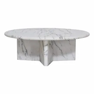 Romel Round Coffee Table 100cm in Marble White by OzDesignFurniture, a Coffee Table for sale on Style Sourcebook