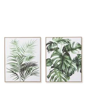 La Tropical Framed Canvas Green Set of 2 - 100cm x 80cm by James Lane, a Painted Canvases for sale on Style Sourcebook