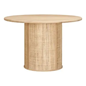 Pablo Round Dining Table 120cm in Light Wash Oak / Raffia by OzDesignFurniture, a Dining Tables for sale on Style Sourcebook