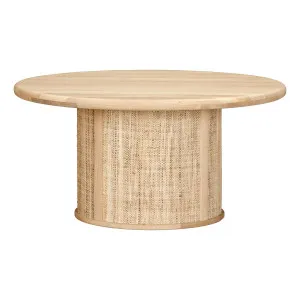 Pablo Round Coffee Table 90cm in Light Wash Oak / Raffia by OzDesignFurniture, a Coffee Table for sale on Style Sourcebook