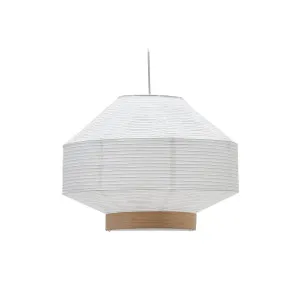 Hila ceiling lamp screen in white paper with natural wood veneer Ø 55 cm by Kave Home, a Lamp Shades for sale on Style Sourcebook