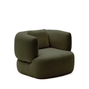 Martina armchair in dark green bouclé with cushion by Kave Home, a Chairs for sale on Style Sourcebook