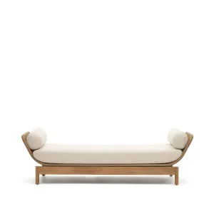 Catalina sun lounger, in beige cord and solid FSC acacia wood by Kave Home, a Outdoor Chairs for sale on Style Sourcebook