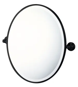 Turner Hastings Mayer Framed Pivot Oval Mirror Matte Black 538X620mm by Turner Hastings, a Mirrors for sale on Style Sourcebook