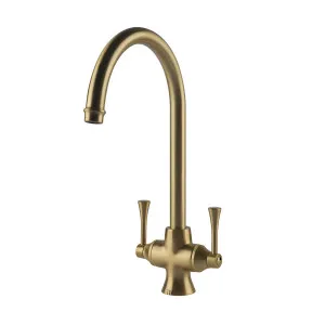 Turner Hastings Gosford Double Sink Mixer 390mm Brushed Brass by Turner Hastings, a Bathroom Taps & Mixers for sale on Style Sourcebook