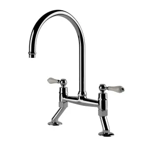 Turner Hastings Ludlow Bridge Sink Mixer Tap 400mm Chrome (Ceramic Handle) by Turner Hastings, a Bathroom Taps & Mixers for sale on Style Sourcebook