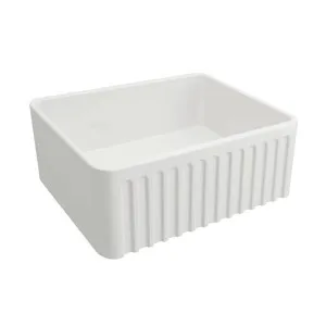 Turner Hastings Novi Ribbed Farmhouse Butler Sink With Overflow Gloss White 600mm by Turner Hastings, a Basins for sale on Style Sourcebook