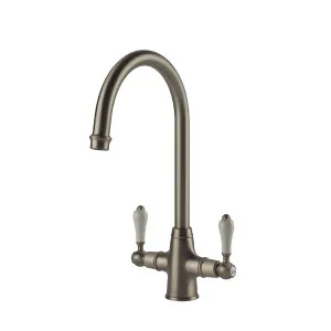 Turner Hastings Ludlow Double Sink Mixer Tap 355mm Brushed Nickel (Ceramic Handle) by Turner Hastings, a Bathroom Taps & Mixers for sale on Style Sourcebook