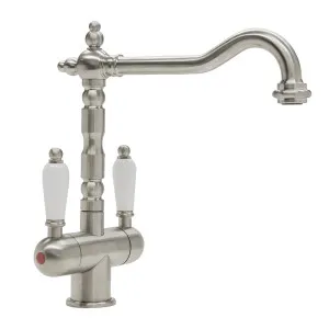 Turner Hastings Frances Twin Sink Mixer 280mm Brushed Nickel (Ceramic Handle) by Turner Hastings, a Bathroom Taps & Mixers for sale on Style Sourcebook