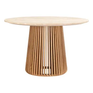 Pila Round Dining Table 120cm in American Oak / Travertine by OzDesignFurniture, a Dining Tables for sale on Style Sourcebook