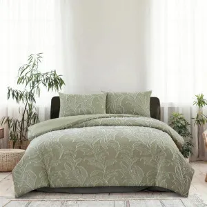 Ardor Boudoir Kiah Clipped Tufted Jacquard Pale Olive Quilt Cover Set by null, a Quilt Covers for sale on Style Sourcebook