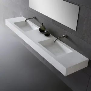 Gallaria Forenzo Rectangular Wall Hung Stone Basin White 2170mm by Gallaria, a Basins for sale on Style Sourcebook