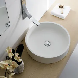 Gallaria Tero Round Above Counter Stone Basin White 495mm by Gallaria, a Basins for sale on Style Sourcebook