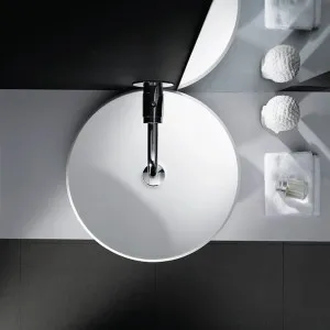 Gallaria Ondo Round Above Counter Stone Basin White 355mm by Gallaria, a Basins for sale on Style Sourcebook