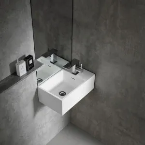 Gallaria Amato Wall Hung Stone Basin White 460mm by Gallaria, a Basins for sale on Style Sourcebook