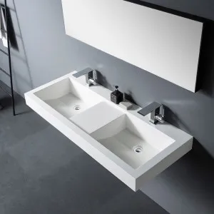 Gallaria Ozza Wall Hung Stone Basin White 1200mm by Gallaria, a Basins for sale on Style Sourcebook