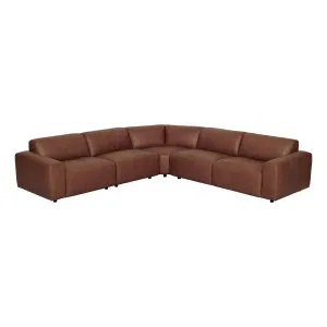 Harry 7 Seater Modular Sofa in U Leather Dark Brown by OzDesignFurniture, a Sofas for sale on Style Sourcebook