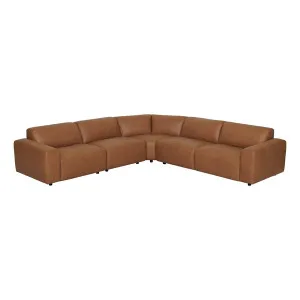 Harry 7 Seater Modular Sofa in U Leather Light Brown by OzDesignFurniture, a Sofas for sale on Style Sourcebook