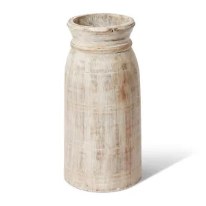 Bharat Wooden Vessel - 17 x 17 x 35cm by Elme Living, a Vases & Jars for sale on Style Sourcebook