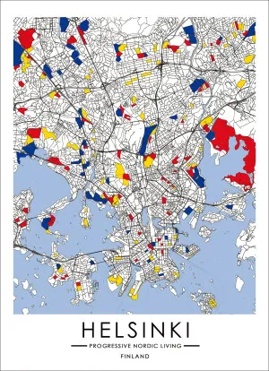 Progressive Nordic Living Map inspired by Art of Piet Mondrian Fine Print - Helsinki by Macey & Moore, a Ottomans for sale on Style Sourcebook