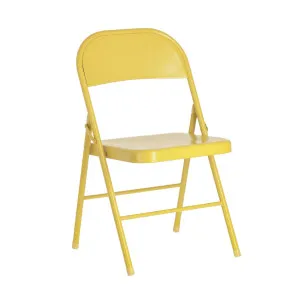 Aidana metal folding chair in mustard by Kave Home, a Chairs for sale on Style Sourcebook