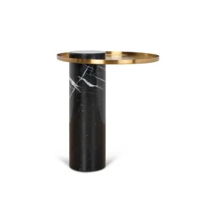 Marcela 40cm Round Brushed Gold Side Table - Black Marble by Interior Secrets - AfterPay Available by Interior Secrets, a Side Table for sale on Style Sourcebook